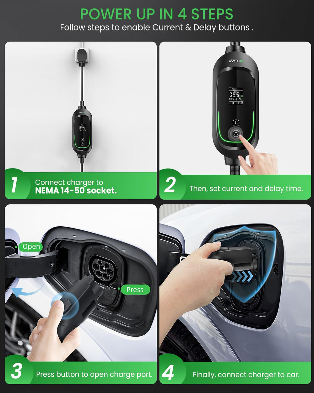 INFGO EV Charger IP66 rating supports outdoor use in rain and dust