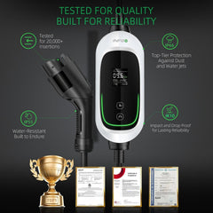 INFGO Level 2 EV Charger status LED indicating charging progress.