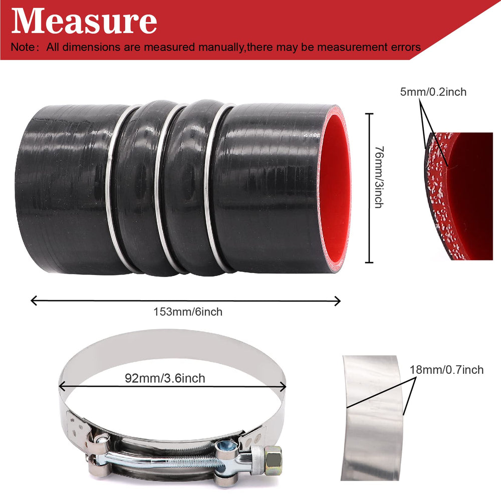 Ingoulut 2pcs kit with 4 stainless steel T-bolt clamps for strong sealing