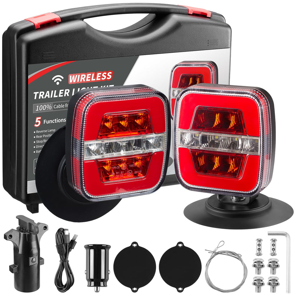 inhtgeas wireless trailer lights securely mounted on a steel plate for flexible trailer mounting