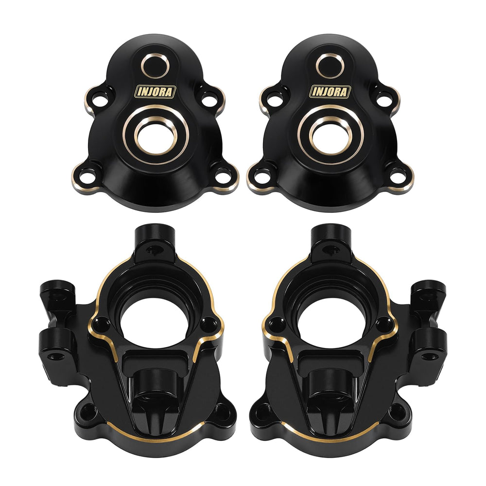 INJORA brass steering knuckles cap assembly for 1/18 Redcat, enhanced balance and durability.
