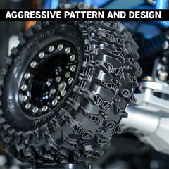 INJORA S5 Cling On Tires 70-26mm on-wheel fit demonstrates seamless 1.3 inch wheel compatibility.