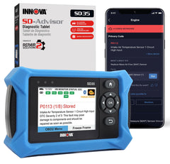 Innova SD35 OBD2 scanner tablet display for quick diagnostics on the go.