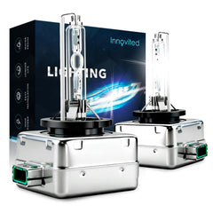 Innovited D3S HID bulbs 6000K front view with crisp cool white beam for night driving