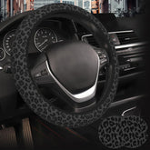 INROAN black leopard steering wheel cover closeup showing grip-friendly neoprene.