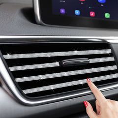 Close-up of rhinestones on INSAUTO vent trim for luxury shine.
