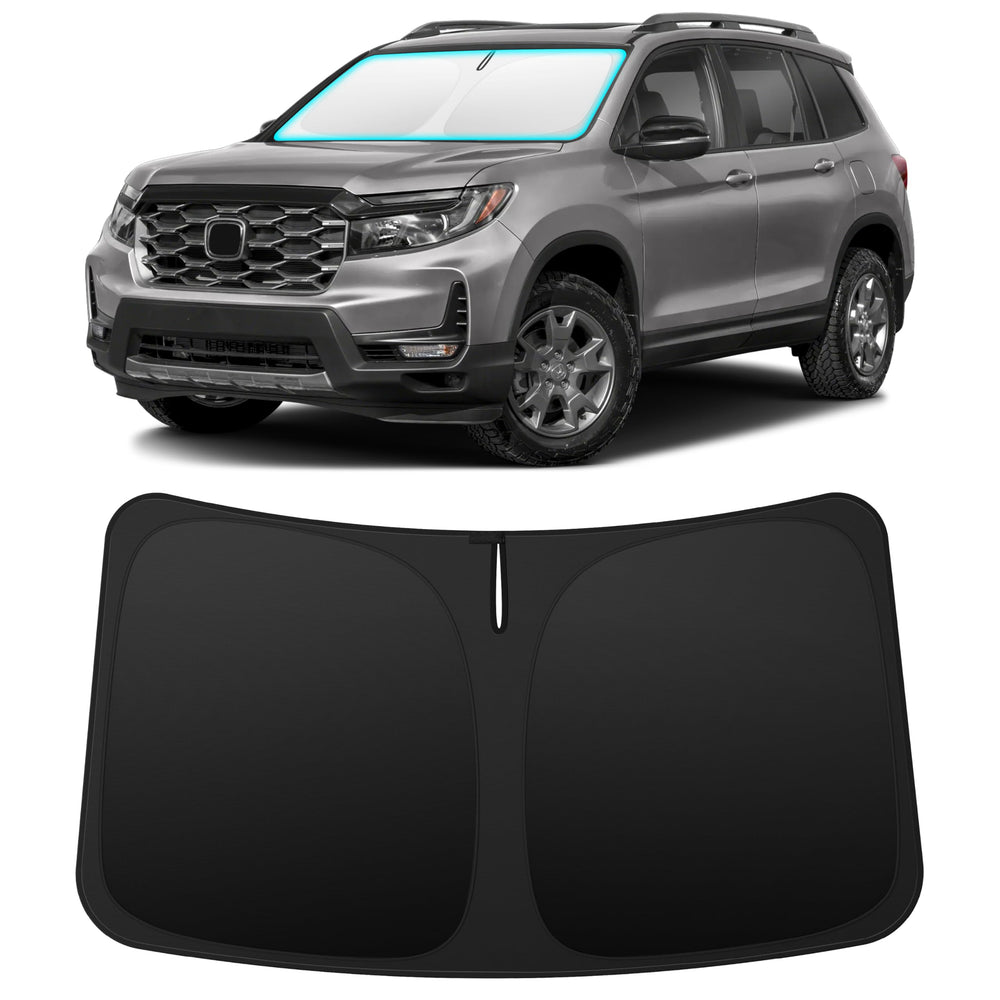INSAUTO custom-fit sun shade on Honda Passport front window for precise coverage