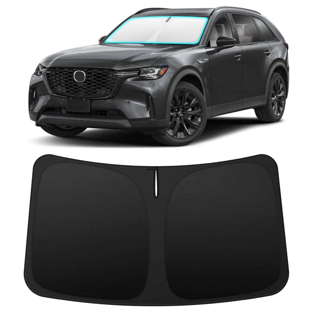 INSAUTO custom-fit windshield sun shade for CX-90 front view reduces heat and glare.