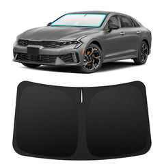 INSAUTO custom-fit windshield sun shade for Kia K5 shows a precise, gap-free fit.
