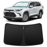 INSAUTO custom-fit windshield sun shade for Grand Highlander, front view, protects dashboard from sun damage.