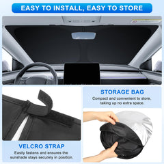 INSAUTO foldable sunshade with storage bag for easy storage.