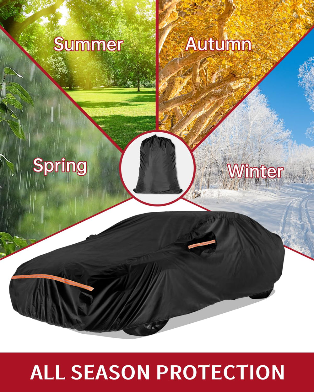 INSAUTO 420D oxford fabric with PVC inner protects paint.