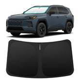 INSAUTO Rav4 front window shade folded to reduce glare and heat.