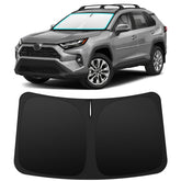 INSAUTO Rav4 front window sunshade folded in its storage bag for easy transport.