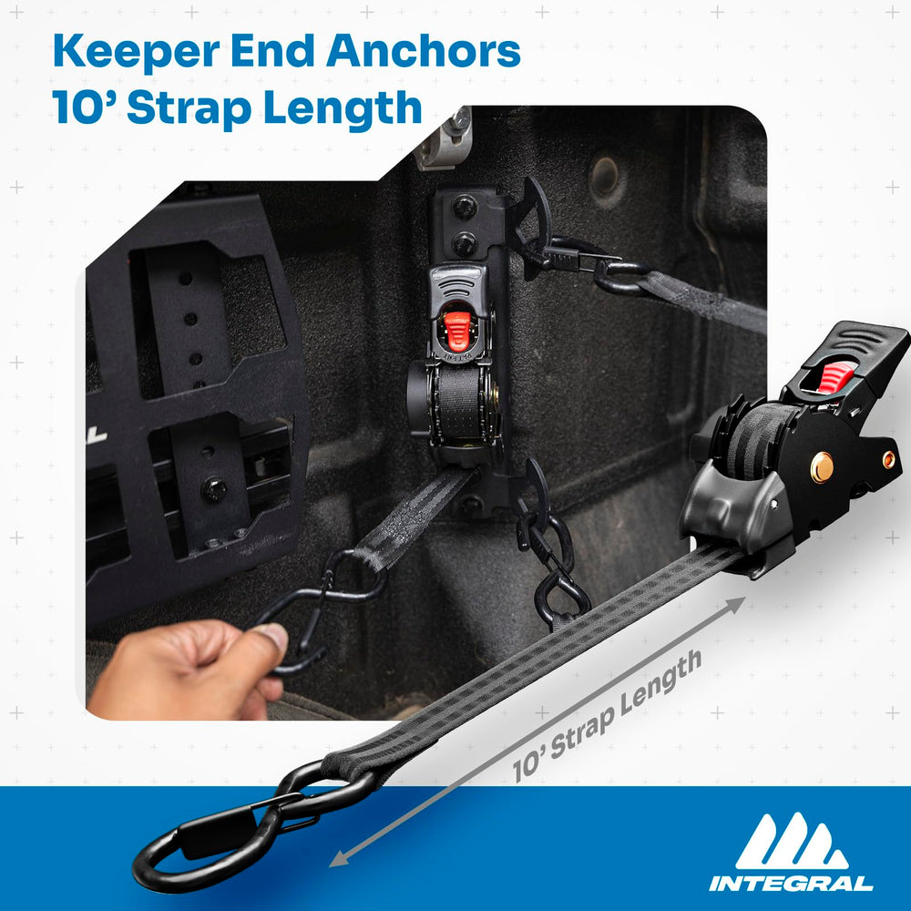 Integral Straps powder-coated black finish resists rust and wear.