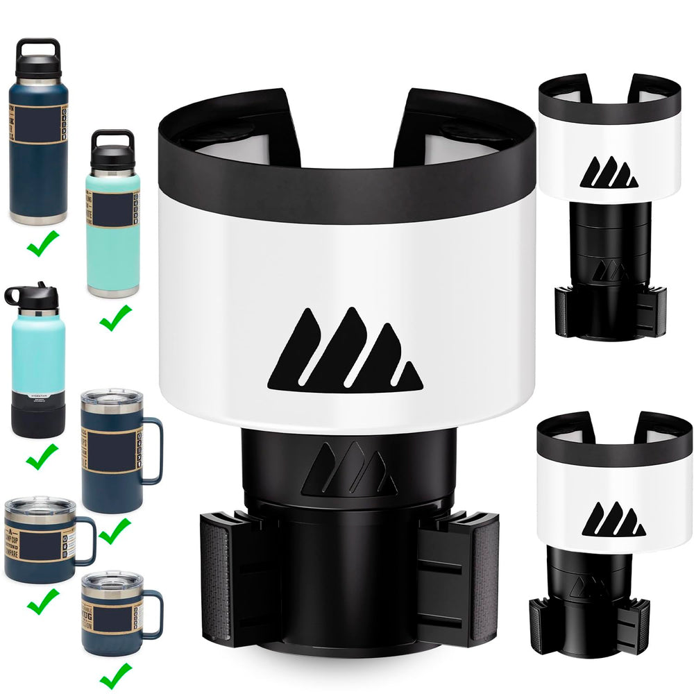 Integral Ultimate Expander with extended base securing large bottles in a car cup holder