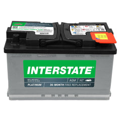 Interstate MTX 94R/H7 battery body shows rugged AGM design for longer life.