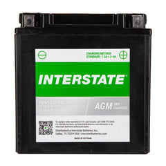 Interstate YIX30L-BS front view, compact AGM power for reliable rides