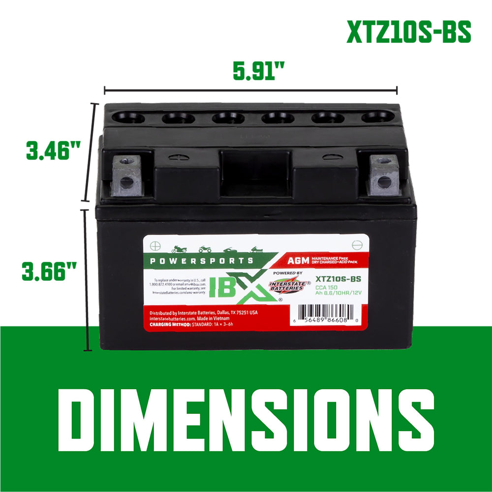 Interstate batteries action shot under a motorcycle seat highlights maintenance-free operation.