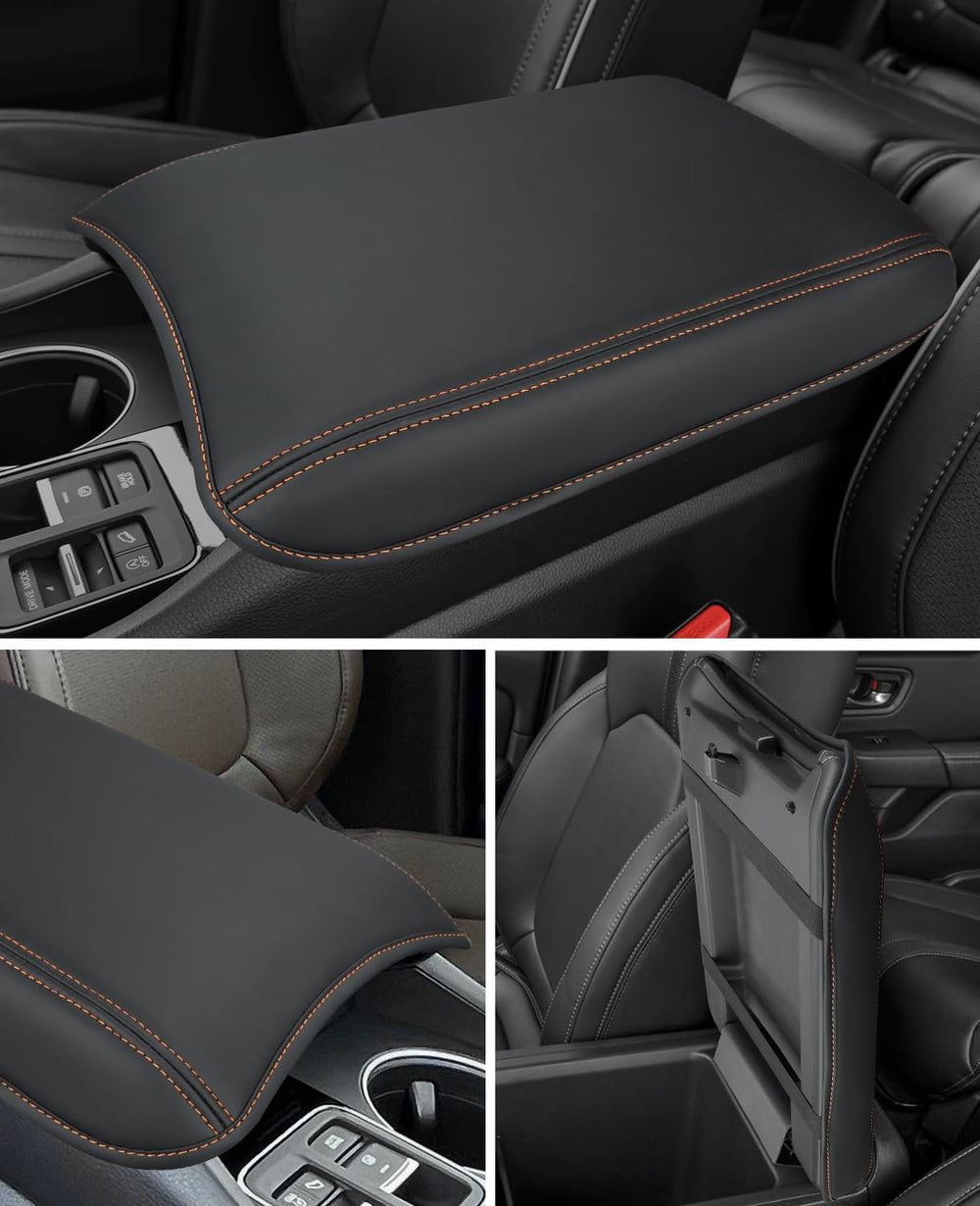 INTGET easy install guide for center console cover shows back-seat installation for a snug fit