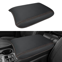 INTGET center console cover for Honda Pilot with orange stitches protects the armrest from spills and scuffs