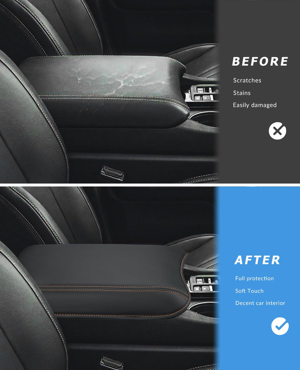 INTGET center console cover for Honda Ridgeline with orange stitches shields the lid from dirt