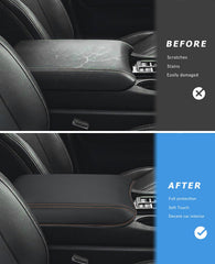 INTGET center console cover for Honda Ridgeline with orange stitches shields the lid from dirt