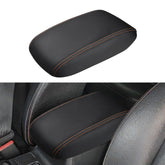 INTGET Crosstrek armrest cover top view shows full lid protection with premium leather.