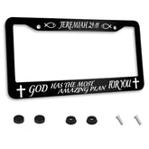 Invincibleframe Jeremiah 2911 license frame front view with durable stainless steel finish.