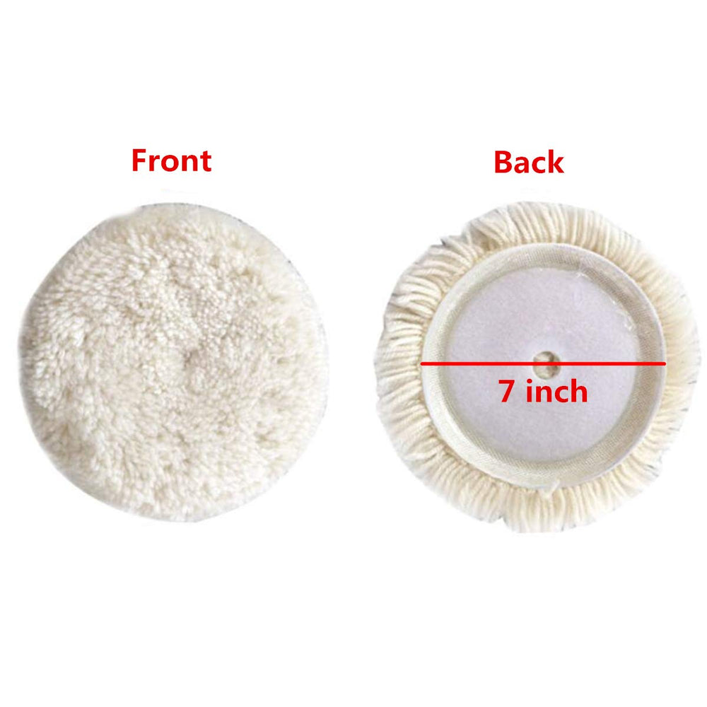 INZOEY wool buffing pad attached to polisher with hook-and-loop backing.
