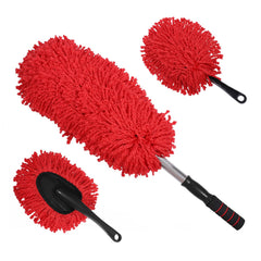 IPELY large red microfiber car duster with extendable handle for hard-to-reach spots