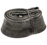 IRC standard motorcycle tube 80/100-12 viewed from the side, showing durable construction.