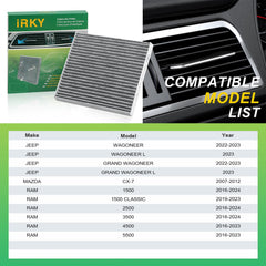 IRKY dust and pollen removal helps maintain clear interior air.