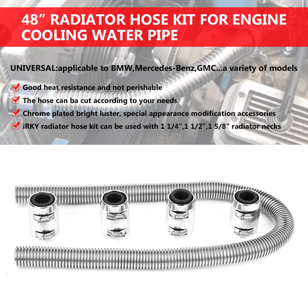 iRKY universal radiator hose kit with chrome caps for a polished finish