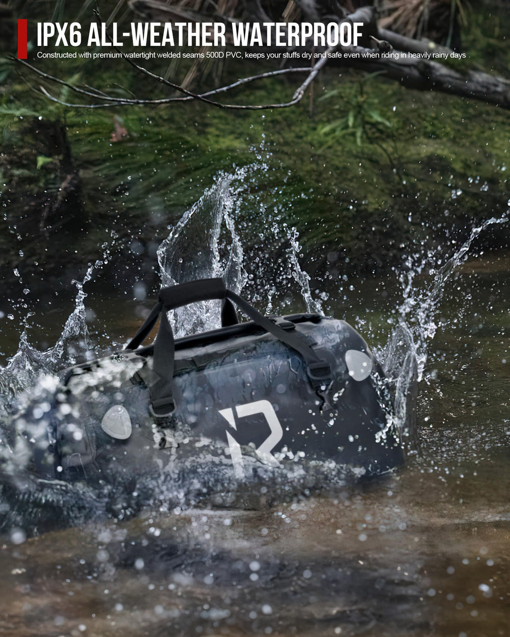 IRON JIA'S waterproof 500D PVC material endures rugged rides