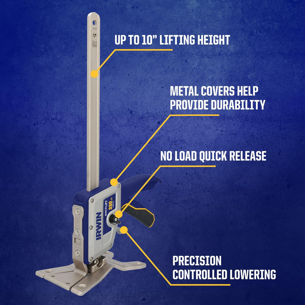 IRWIN Quick-Lift slim tapered base enables easy access under tight spaces during installations.