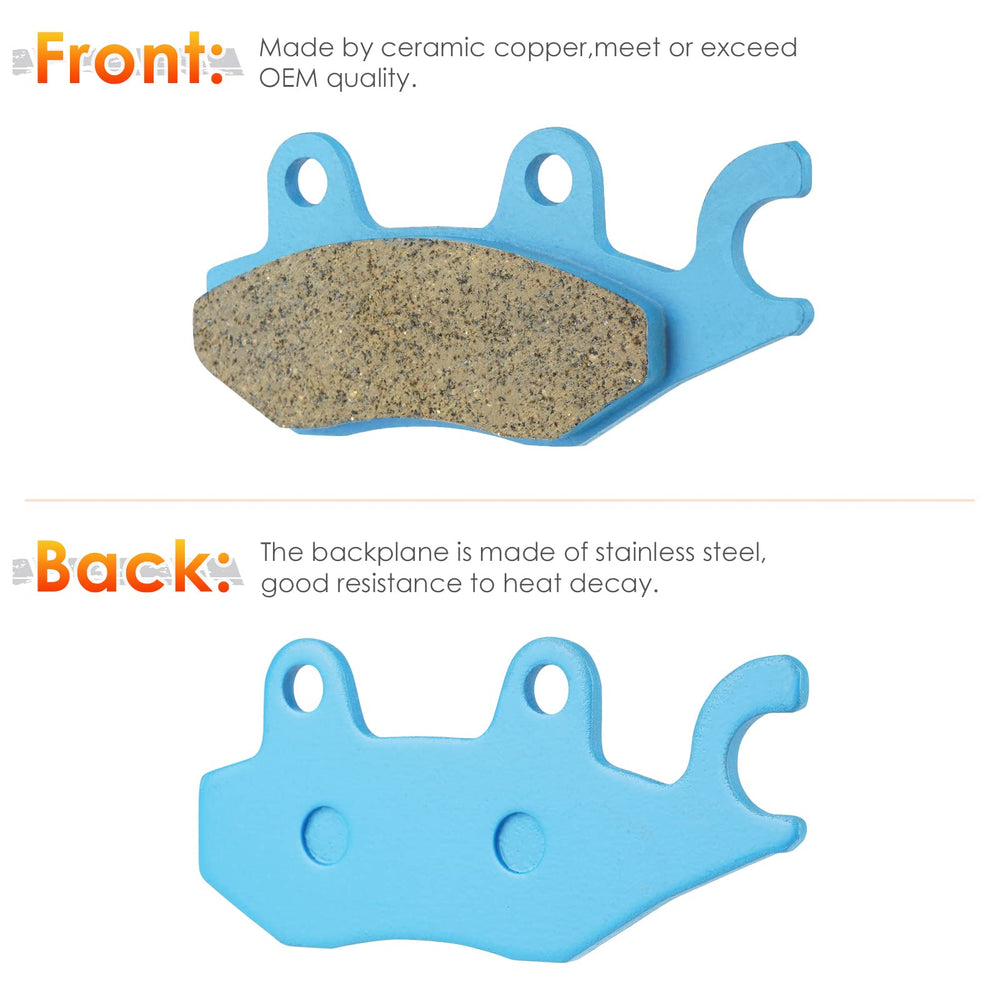 ISEYEC front brake pads for Brute Force shown in close-up detail ready for installation.
