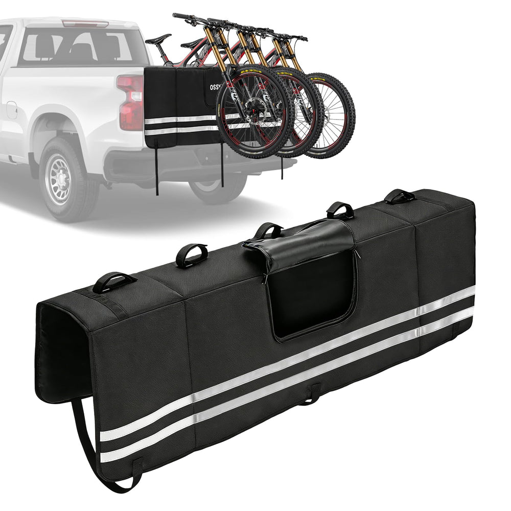 ISINLASSO Tailgate Bike Pad fits 51–56 inch tailgates for mid-size trucks.