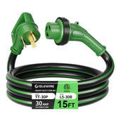 ISLEWIRE 30A locking TT-30P to L5-30R cord for secure RV hookups.