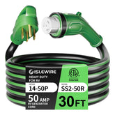 ISLEWIRE 50A power cord with locking connector for secure RV park hookups