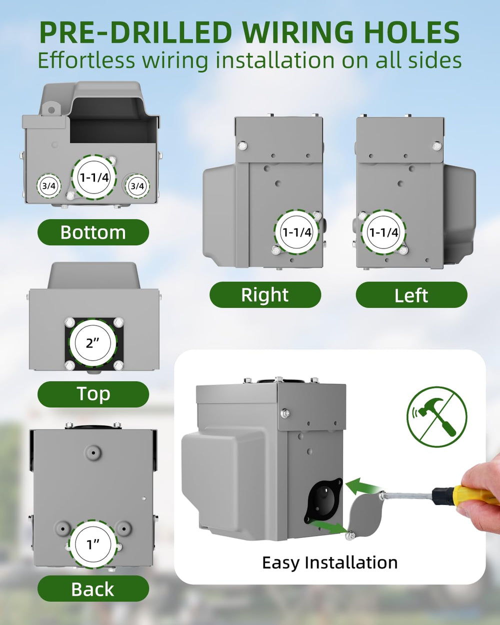 Islewire NEMA 14-50R receptacle inside for easy access and clearance