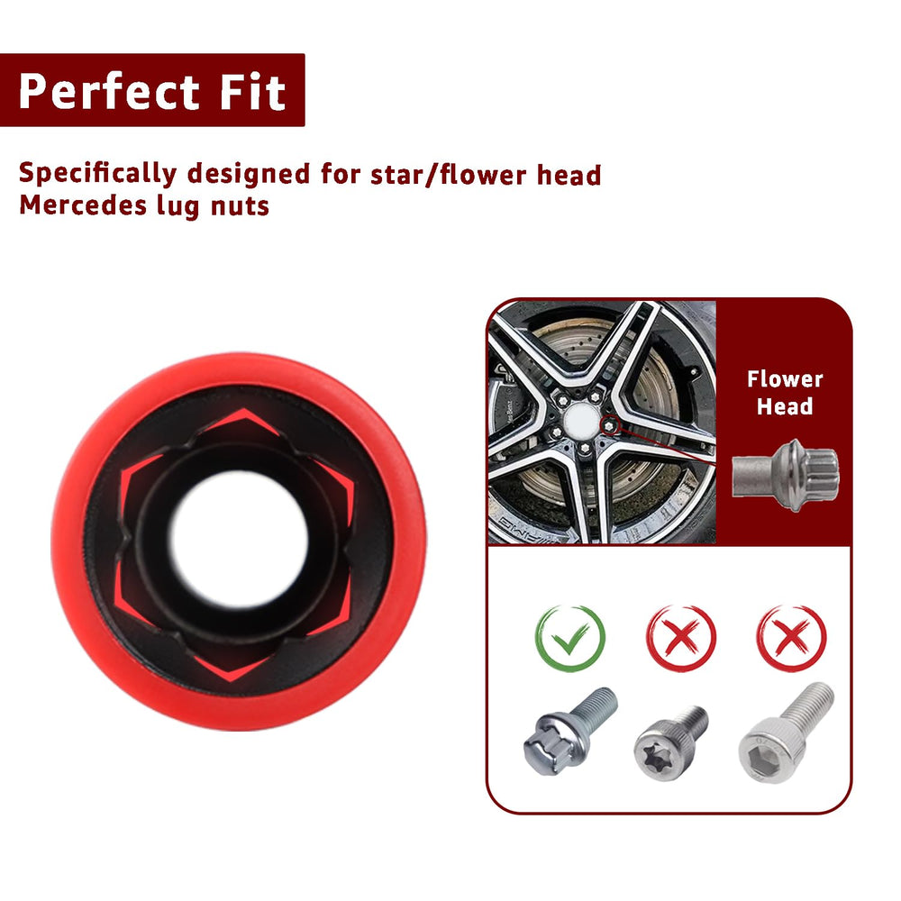 ITEQ 17mm convex lug socket with red protective sleeve guards wheels.