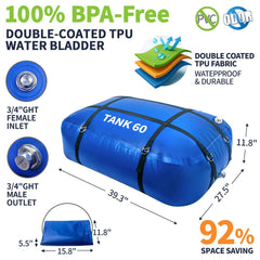 ITRAZ TPU Water Bladder with 304 stainless steel outlet for durable connections.