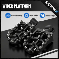 IUVWISN foot pegs feature anodized surface for durable color that resists wear.