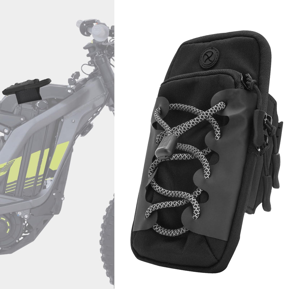 IUVWISN electric dirt bike bag mounted on Tuttio Soleil 01 showing front-frame storage