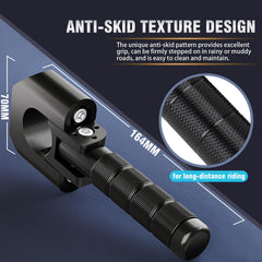 IUVWISN foot pegs with anti-skid pattern for confident grip in wet conditions.