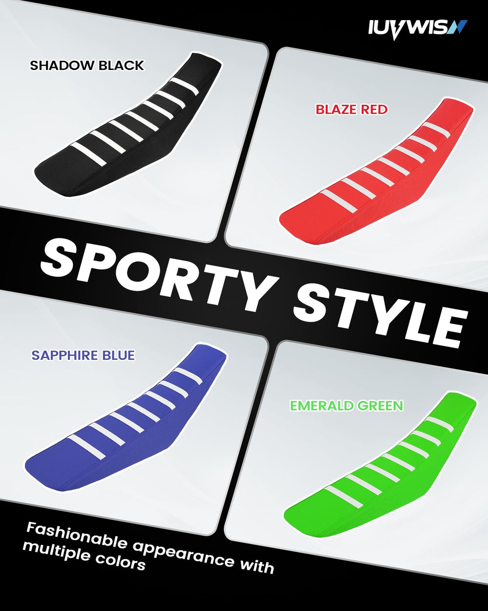 IUVWISN seat cover offers four color options to match your bike.