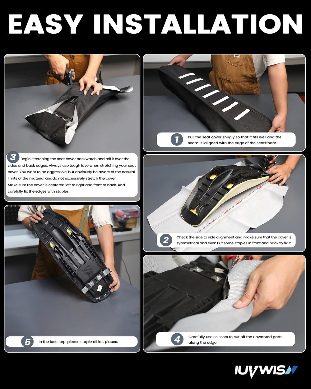 IUVWISN dirt bike seat cover with easy installation for quick setup.