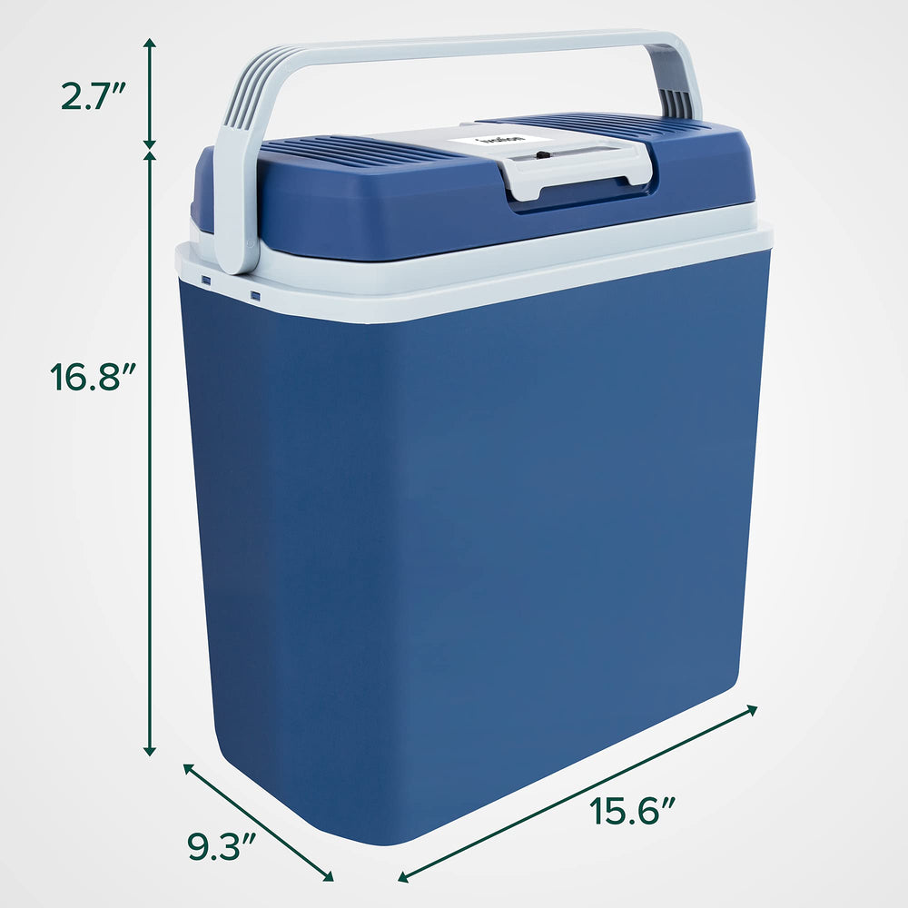 Ivation 24L cooler plugged into home outlet for indoor use.