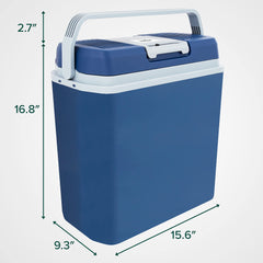 Ivation 24L cooler plugged into home outlet for indoor use.